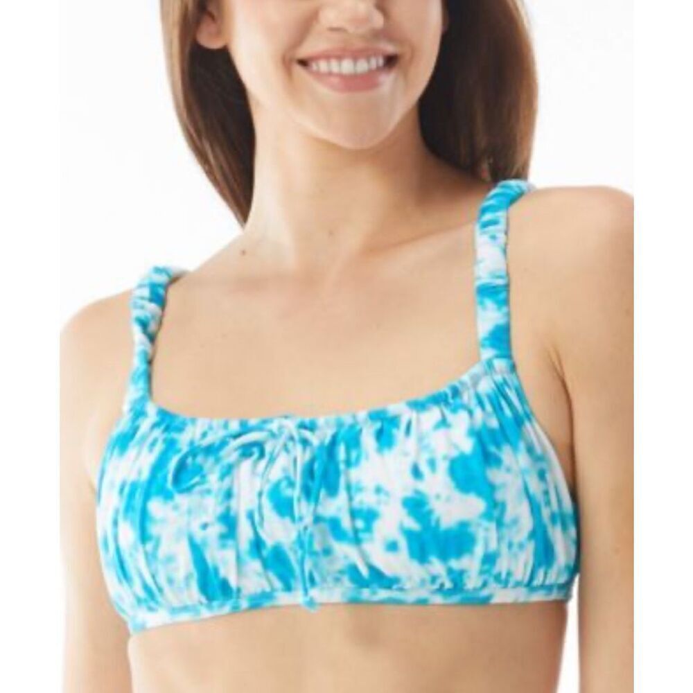 Sundazed Ledia Blue Tie-Dye Shirred Bikini Top Size 36 B/C